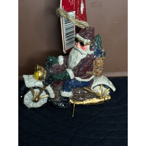 Lot of 2 Santa Helicopter & Motorcycle Christmas Ornament By Trim - Picture 15 of 15